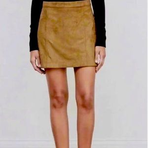 Abercrombie & Fitch Vegan Leather Suede skort in brown